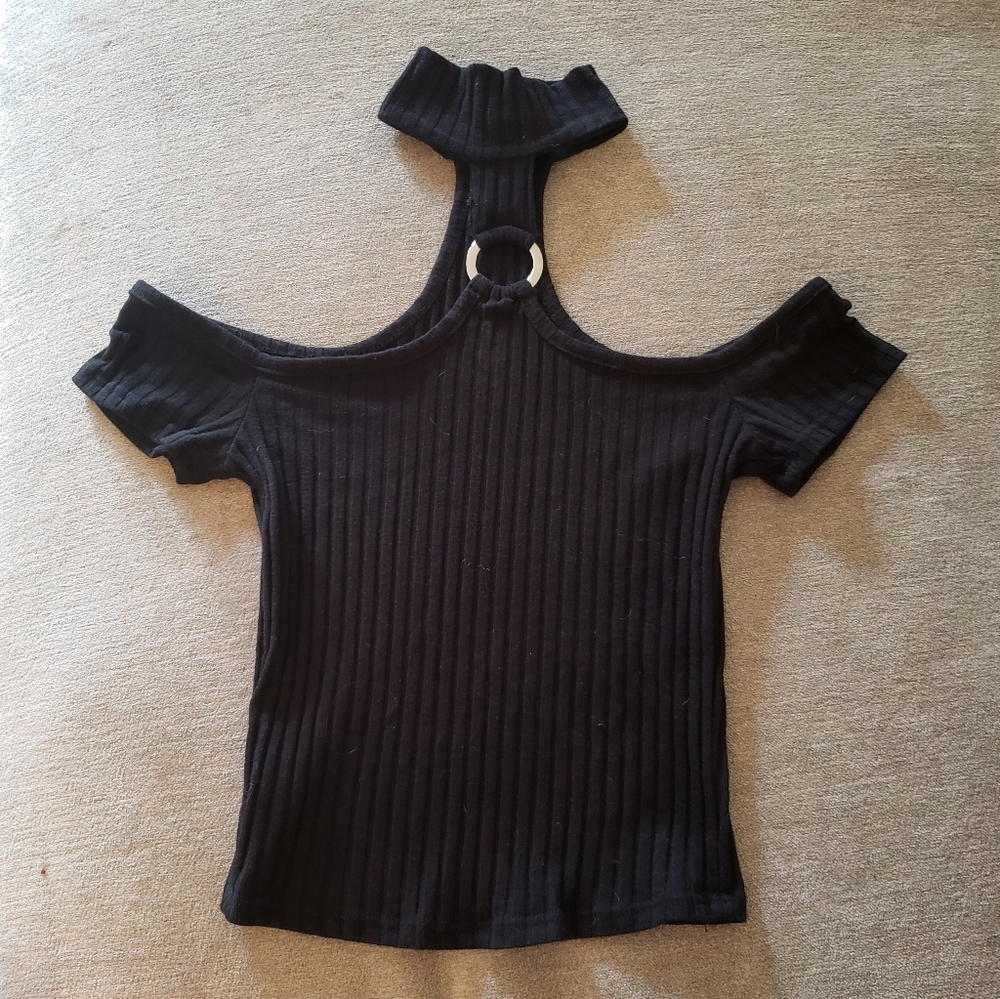 Funky Black Turtle Neck Crop Top
